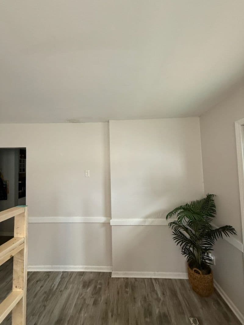 Bright interior with a potted plant in a cozy living space and neutral wall decor.